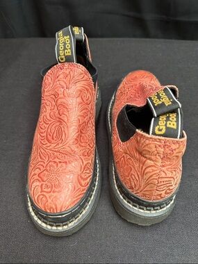 Georgia Boot Kids Floral-Embossed Red Slip-On Boots